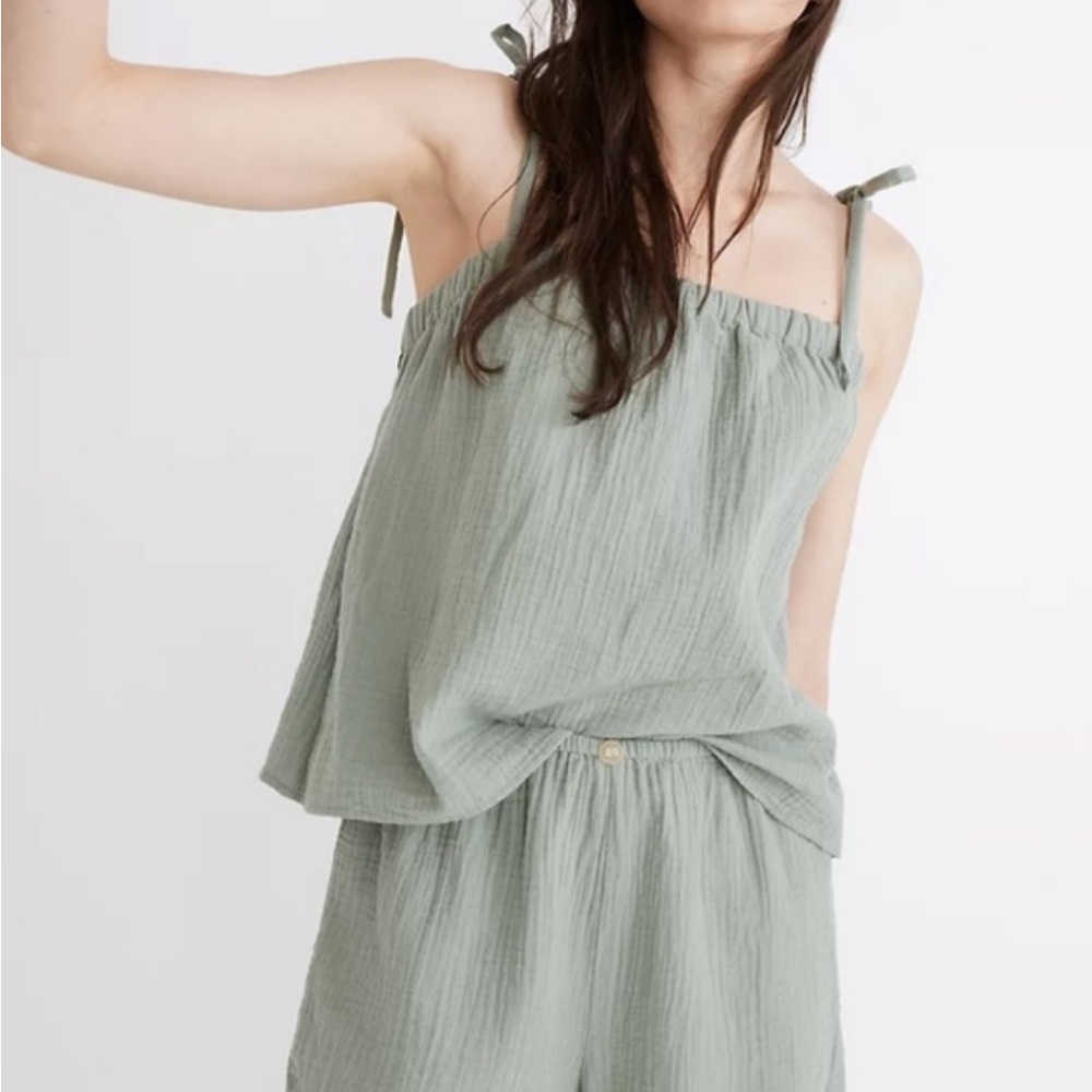 Madewell 100% Cotton Medium Sage Green Cami Tank Top